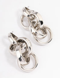 Rhodium Multi Link Drop Earrings - link has visual effect only