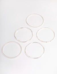 Silver Mixed Hammered Bangle 5-Pack - link has visual effect only