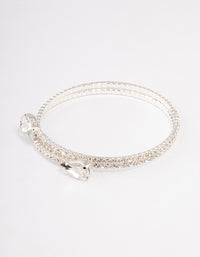 Silver Diamante Pearl Double Row Cuff Bangle - link has visual effect only