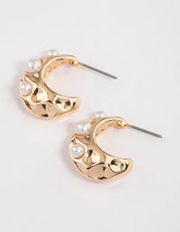 Gold Warped Pearl In Lay Hoop Earrings - link has visual effect only