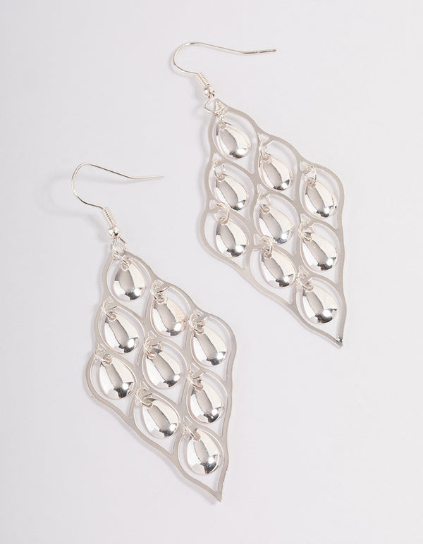 Silver Teardrop Window Drop Earrings