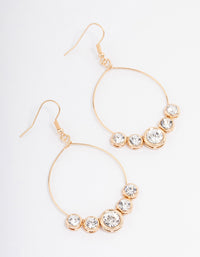 Gold Diamante Fine Hoop Drop Earrings - link has visual effect only