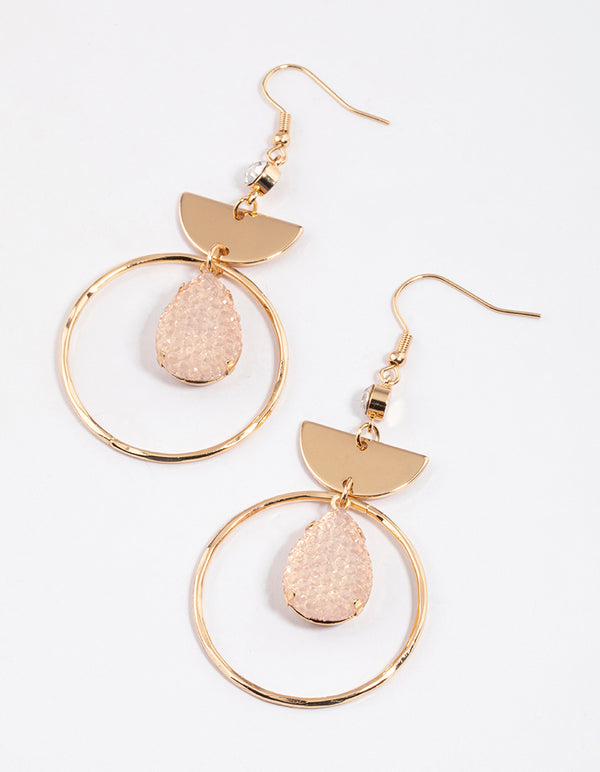 Pink Pear Geometric Drop Earrings