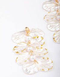 Gold Pearlised Petal Drop Earrings - link has visual effect only