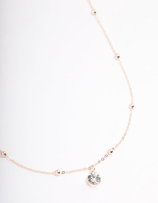 Rose Gold Diamante Satelite Chain Necklace