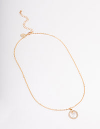 Gold Double Chain Circle Diamante Necklace - link has visual effect only