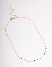 Gold Multi-Coloured Beaded Necklace - link has visual effect only