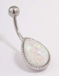 Surgical Steel Opal Pear Belly Ring - link has visual effect only