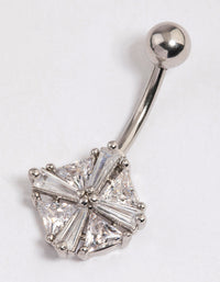 Surgical Steel Cubic Zirconia Square Baguette Belly Ring - link has visual effect only