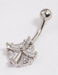 Surgical Steel Cubic Zirconia Square Baguette Belly Ring - link has visual effect only