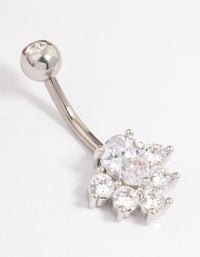 Surgical Steel Cubic Zirconia Cluster Belly Ring - link has visual effect only