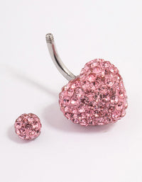 Surgical Steel Diamante Puffy Heart Belly Ring - link has visual effect only