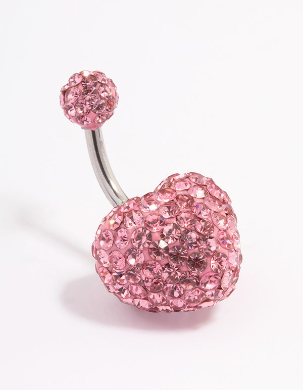 Surgical Steel Diamante Puffy Heart Belly Ring