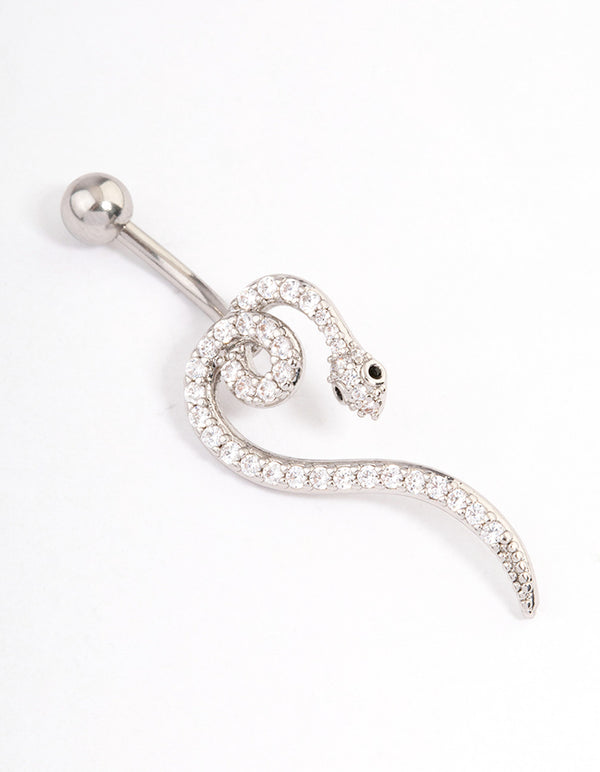 Surgical Steel Cubic Zirconia Serpent Belly Ring