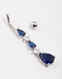 Surgical Steel Cubic Zirconia Tier Trio Belly Ring - link has visual effect only