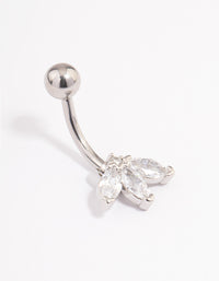 Surgical Steel Cubic Zirconia Marquise Claw Belly Ring - link has visual effect only