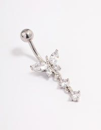 Surgical Steel Cubic Zirconia Butterfly Drop Belly Ring - link has visual effect only