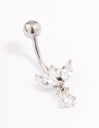 Surgical Steel Cubic Zirconia Tear Dangle Belly Ring - link has visual effect only