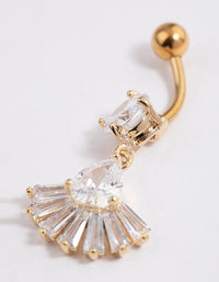 Gold Plated Surgical Steel Pear Fan Drop Belly Ring - link has visual effect only