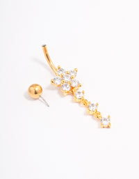 Gold Plated Surgical Steel Cubic Zirconia Triple Belly Ring - link has visual effect only