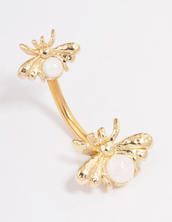 Gold Plated Surgical Steel Firefly Duo Belly Ring