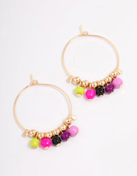 Gold Fine Wire Beaded Hoop Earrings - link has visual effect only