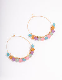 Gold Facet Beaded Mixed Hoop Earrings - link has visual effect only