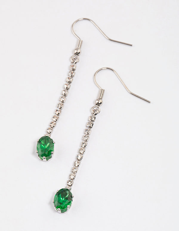 Green Cup Chain Stone Drop Earrings