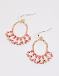 Pink Boho Beaded Circle Drop Earrings - link has visual effect only