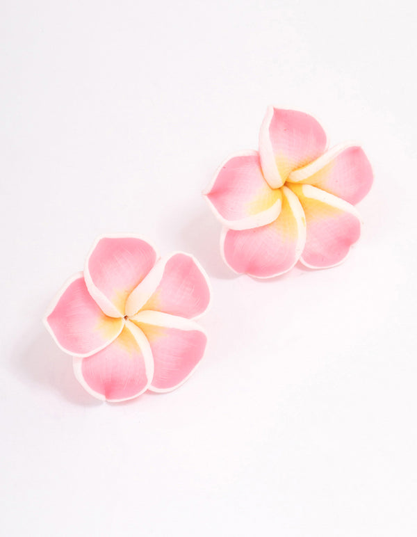 Pink Frangipani Stud Earrings