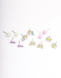 Kids Silver BFF Rainbow Stud Earrings 6-Pack - link has visual effect only