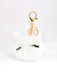 Kids Unicorn Pom Pom Key Ring - link has visual effect only