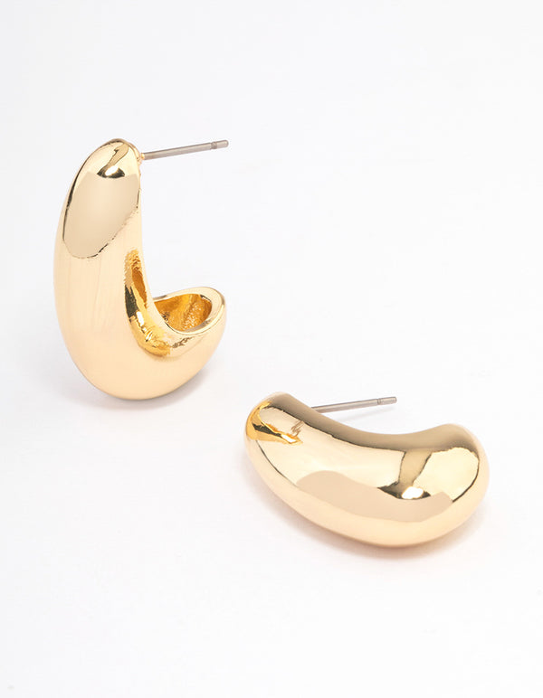 Gold Plated Small Bold Wide Hoop Earrings