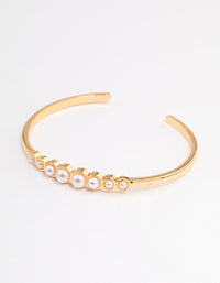 Gold Plated Graduated Pearl Cuff Bangle - link has visual effect only