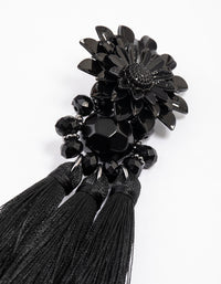 Coated Black Statement Flower Tassel Drop Earrings - link has visual effect only