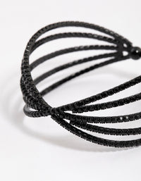 Coated Black Triple Row Criss Cross Cuff Bangle - link has visual effect only