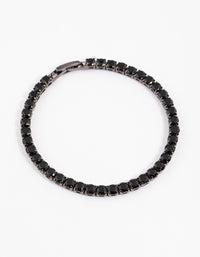 Gunmetal Cubic Zirconia Round Cup Chain Bracelet - link has visual effect only