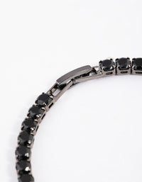 Gunmetal Cubic Zirconia Round Cup Chain Bracelet - link has visual effect only