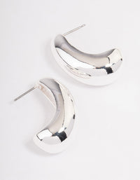 Silver Plated Small Bold Wide Hoop Earrings - link has visual effect only