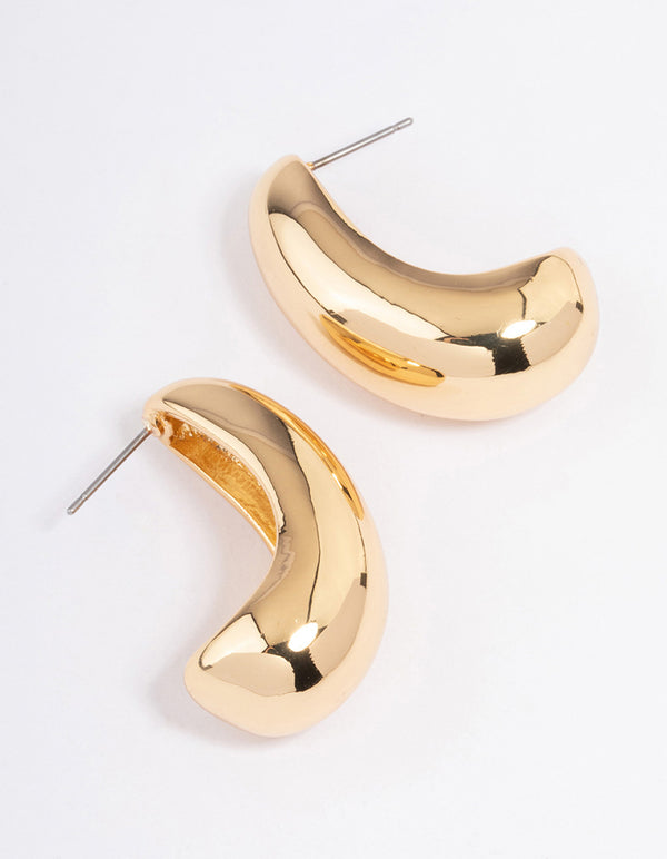 Gold Plated Small Chunky Drop Earrings