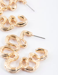 Gold Groovy Flower Hoop Earrings - link has visual effect only