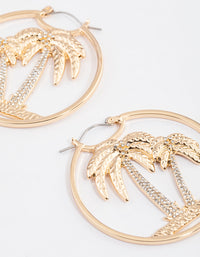 Gold Glamorous Palm Tree Hoop Earrings - link has visual effect only