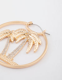 Gold Glamorous Palm Tree Hoop Earrings - link has visual effect only