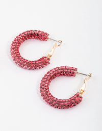 Coated Pink Jet Crusted Hoop Earrings - link has visual effect only