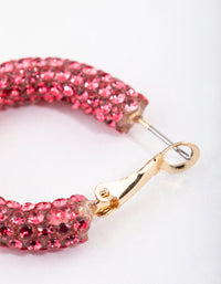 Coated Pink Jet Crusted Hoop Earrings - link has visual effect only