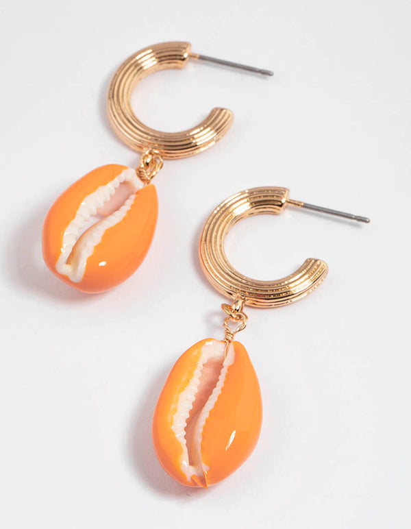 Gold Summer Shell Drop Earrings