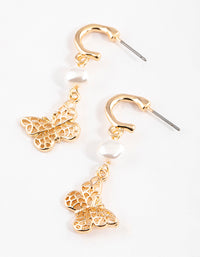 Gold Mini Butterfly Drop Earrings - link has visual effect only