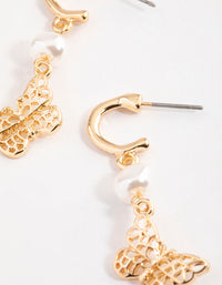 Gold Mini Butterfly Drop Earrings - link has visual effect only