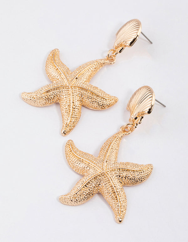 Gold Bold Starfish Earrings