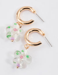 Gold Puffy Flower Drop Earrings - link has visual effect only